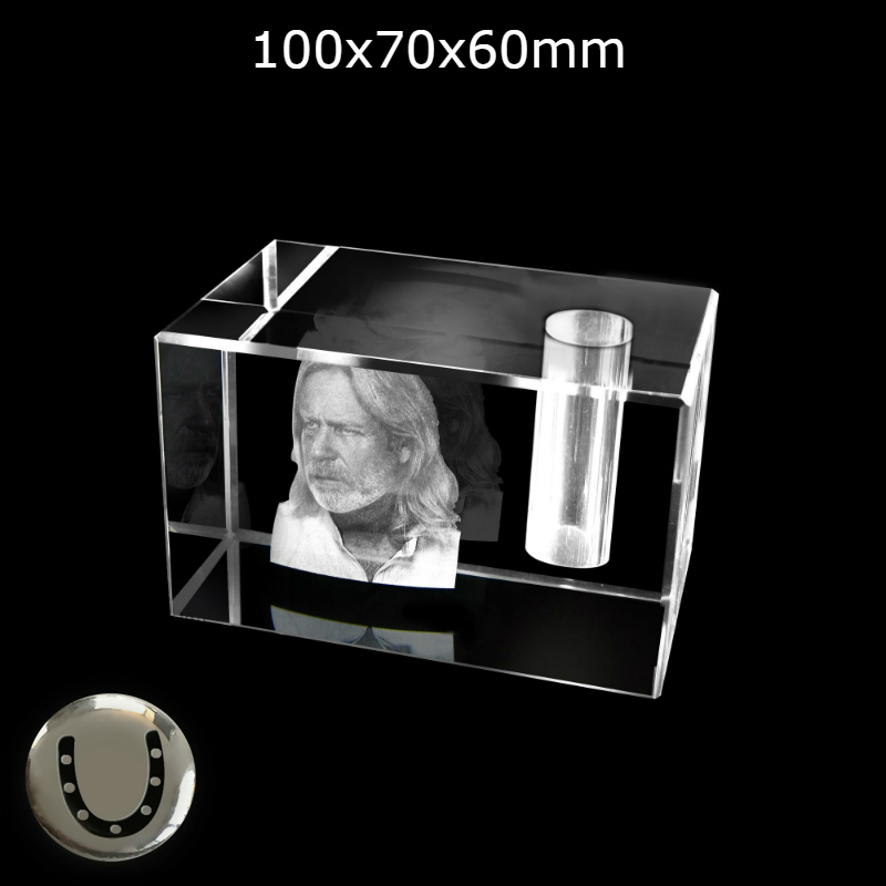 FotoGlas urn 100x70x60mm + hoefijzer dop