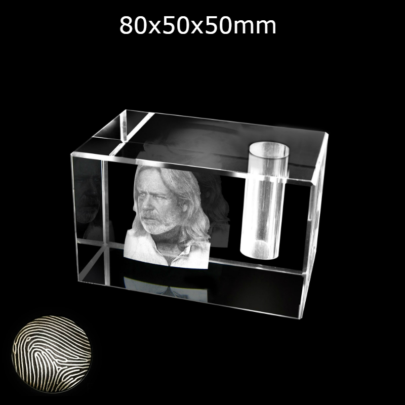FotoGlas urn 80x50x50mm + vingerafdruk dop