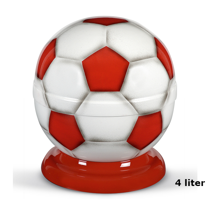 Voetbal urn van edelstaal Rood-Wit (4000ml)