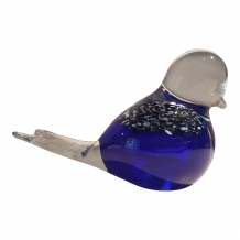 Vogel mini urn met blauw verendek