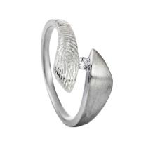 ring in zilver + vingerafdruk + zirkona