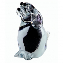 Hond mini-urn van kristalglas: zwart met wit