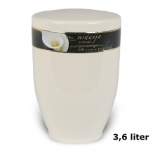 urn van edelstaal Crème-Wit met tekstband (3600ml)