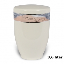 urn van edelstaal Crème-Wit met tekstband (3600ml)