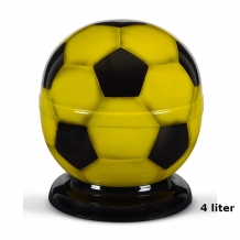 Voetbal urn van edelstaal Geel-Zwart (4000ml)