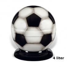 Voetbal urn van edelstaal Wit-Zwart (4000ml)