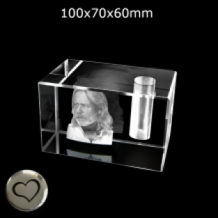 FotoGlas urn 100x70x60mm + Hart afsluitdop